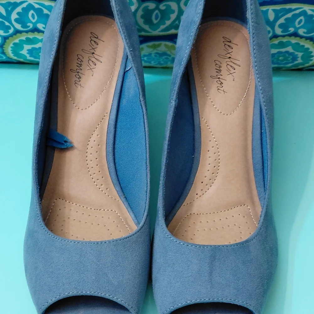 Dexflex Comfort Blue Peep Toe Wedges